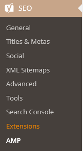 AMP menu in Yoast SEO