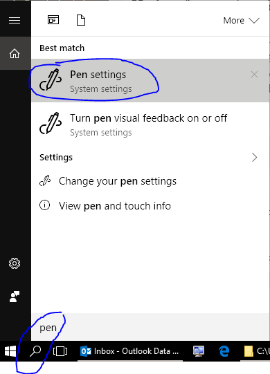 Win 10 Pen Settings